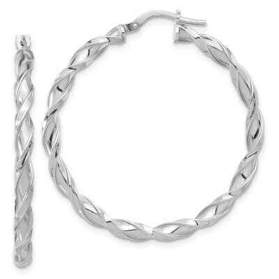 Polished Twisted Hoop Earrings Sterling Silver Rhodium-Plated QE16819, MPN: QE16819,