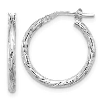 Polished Diamond-Cut 2.00mm Hoop Earrings Sterling Silver Rhodium-Plated QE16793, MPN: QE16793,