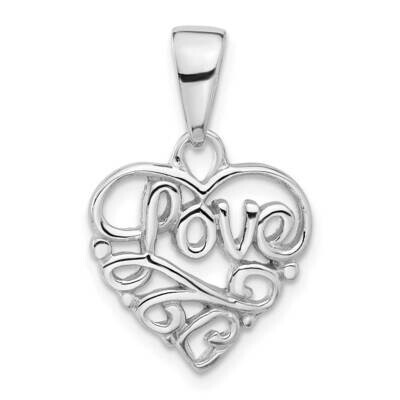 Polished Hollow Love Pendant Sterling Silver Rhodium-Plated QC11294, MPN: QC11294,