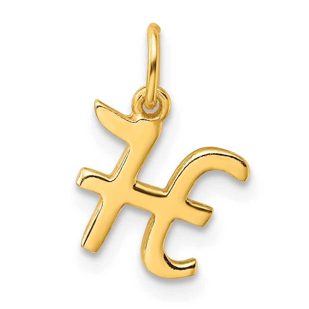 Gold-Tone Polished Letter H Initial Charm Sterling Silver QC6511HGP, MPN: QC6511HGP,