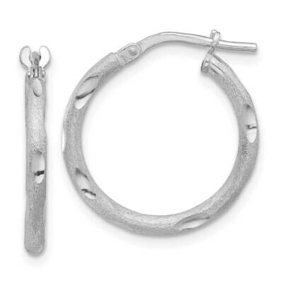 Satin Polished Diamond-Cut Hoop Earrings Sterling Silver Rhodium-Plated QE16801, MPN: QE16801,