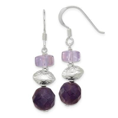 &amp; Textured Amethyst Ametrine Dangle Earrings Sterling Silver Polished QE17287, MPN: QE17287,