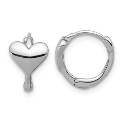 Heart Hinged Hoop Earrings Sterling Silver Rhodium-Plated QE17543, MPN: QE17543,