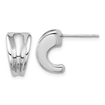 Polished Graduating J-Hoop Post Earrings Sterling Silver Rhodium-Plated QE16997, MPN: QE16997,