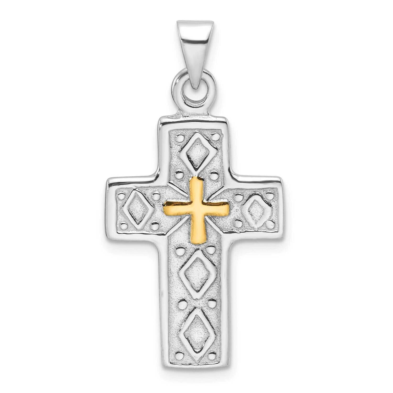 Gold-Tone Reversible Cross Pendant Sterling Silver Rhodium-Plated QC11384 by Men&#39;s Jewelry and Acce…