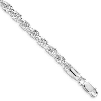 5.75mm Diamond-Cut Rope Chain 9 Inch Sterling Silver Rhodium-Plated QDC120R-9, MPN: QDC120R-9,