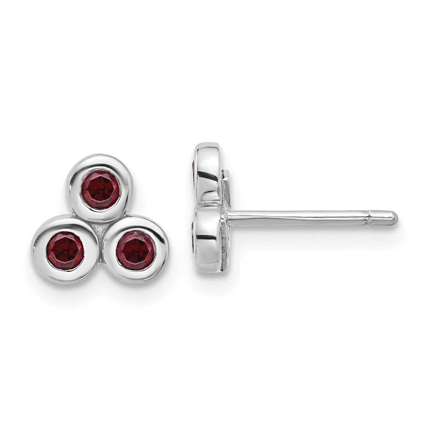 Garnet Post Earrings Sterling Silver Rhodium-Plated QE17758GA, MPN: QE17758GA,