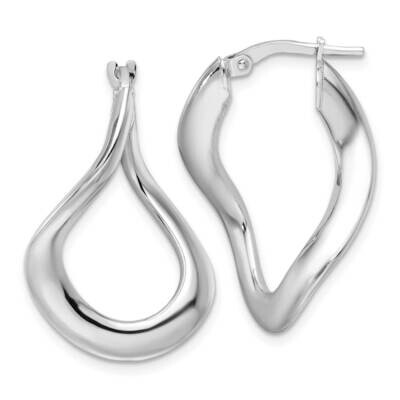 Polished Twisted Oval Hoop Earrings Sterling Silver Rhodium-Plated QE16909, MPN: QE16909,