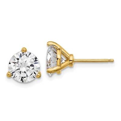 Cheryl M Gold-Tone Brilliant-Cut 8mm CZ Stud Post Earrings Sterling Silver QCM1578, MPN: QCM1578,
