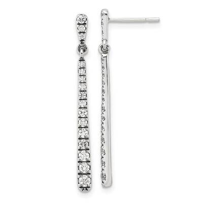 &amp; Antiqued Graduated CZ Post Dangle Earrings Sterling Silver Polished QE17153, MPN: QE17153,