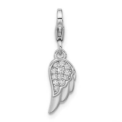 Amore La Vita Rhodium-Plated CZ Angel Wing Charm Sterling Silver QCC1300, MPN: QCC1300,