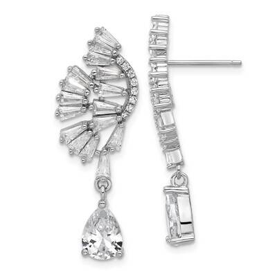 Cheryl M Fancy Brilliant-Cut &amp; Tapered Baguette-Cut CZ Post Dangle Earrings Sterling Silver Rhodium…