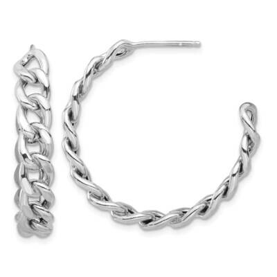 Curb Link C-Hoop Earrings Sterling Silver Rhodium-Plated QE17008, MPN: QE17008,