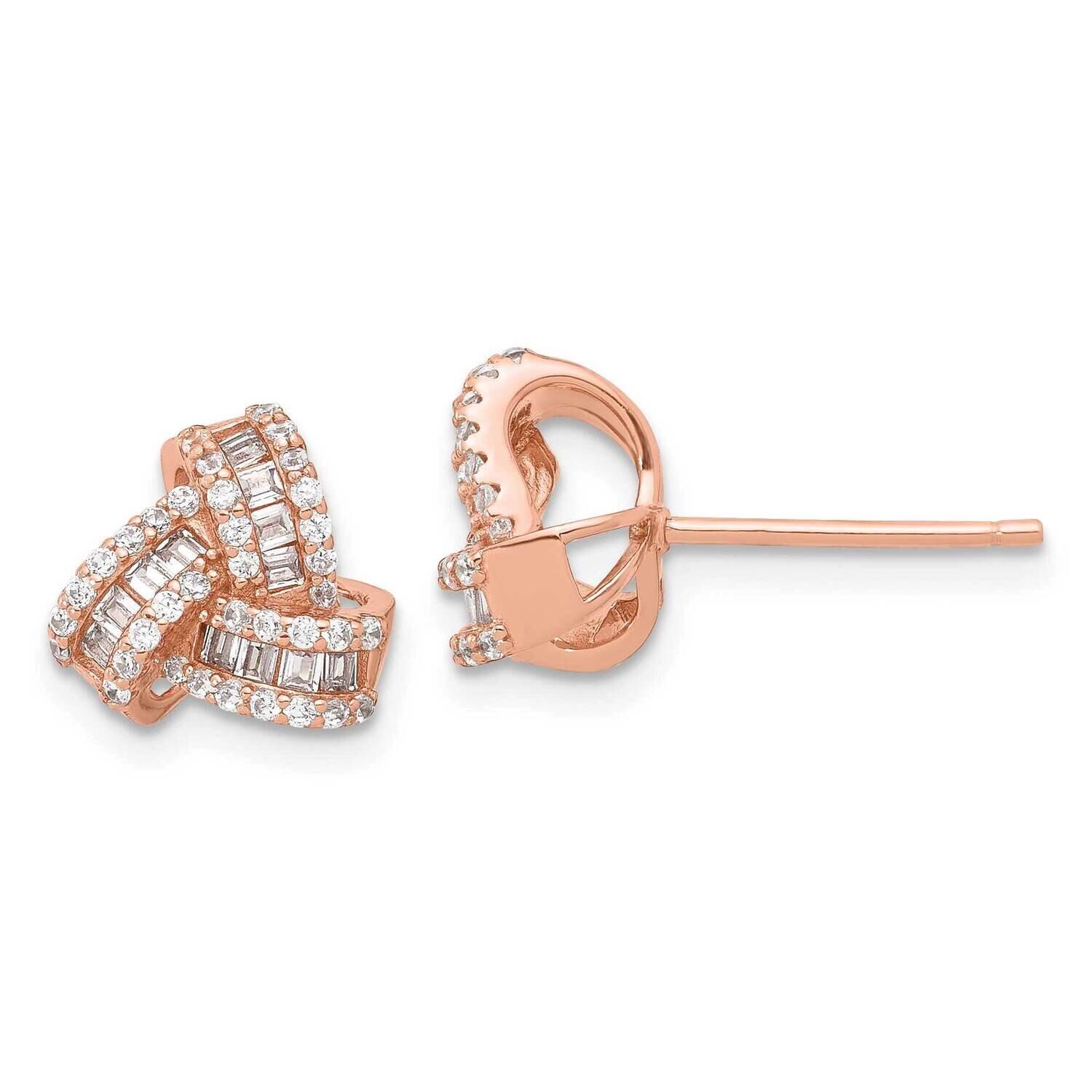 Rose-Tone CZ Love Knot Post Earrings Sterling Silver QE17477RP, MPN: QE17477RP,