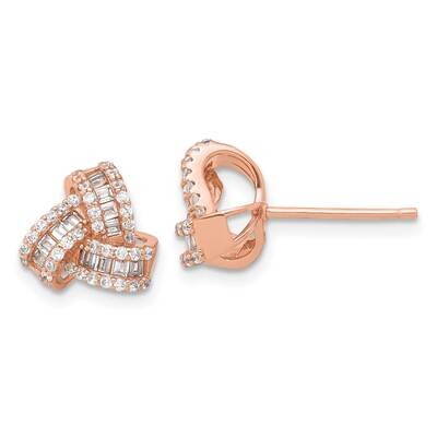 Rose-Tone CZ Love Knot Post Earrings Sterling Silver QE17477RP, MPN: QE17477RP,