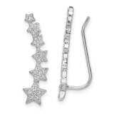 Graduating CZ Stars Earrings Climber Earrings Sterling Silver Rhodium-Plated QE14525, MPN: QE14525,…