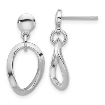 Polished Oval Link Dangle Earrings Sterling Silver Rhodium-Plated QE17039, MPN: QE17039,