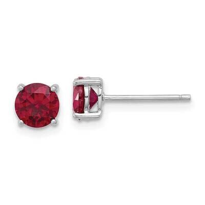 6mm Lab Created Ruby Stud Earrings Sterling Silver Rhodium-Plated QE17763R, MPN: QE17763R,