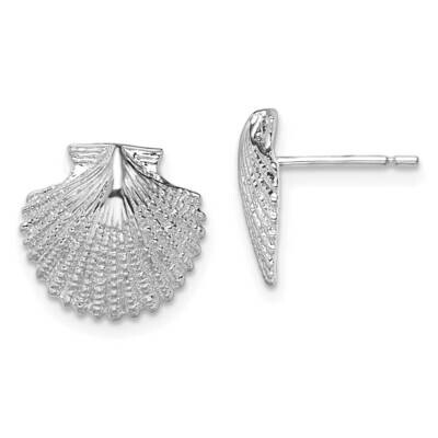 Scallop Shell Post Earrings Sterling Silver Polished QE15510, MPN: QE15510, 637218171491