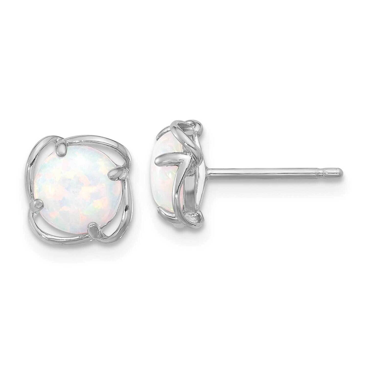 Polished Round Created Opal Post Earrings Sterling Silver Rhodium-Plated QE17437