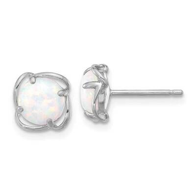 Polished Round Created Opal Post Earrings Sterling Silver Rhodium-Plated QE17437, MPN: QE17437,