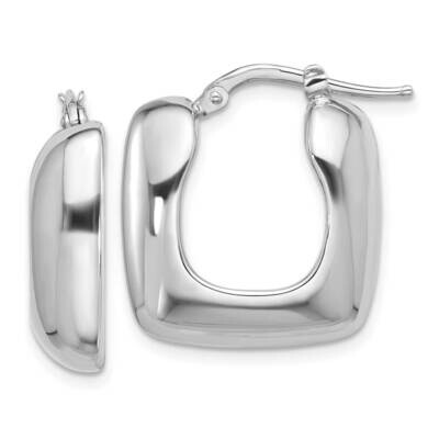 Polished Square Hoop Earrings Sterling Silver Rhodium-Plated QE16913, MPN: QE16913,