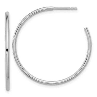 Polished Hollow Tube C-Hoop Earrings Sterling Silver Rhodium-Plated QE16985, MPN: QE16985,