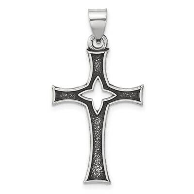 Antiqued Solid Textured Cut Out Cross Pendant Sterling Silver QC11404 by Men&#39;s Jewelry and Accessor…