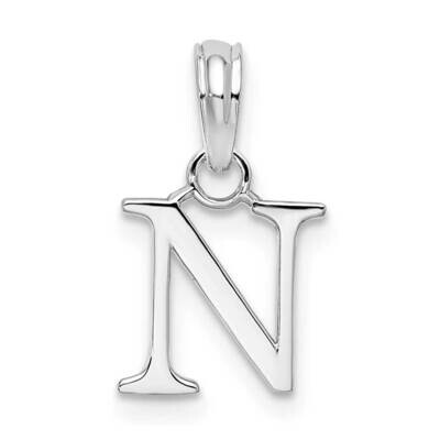 Polished Block Initial -N- Pendant Sterling Silver Rhodium-Plated QC9792N, MPN: QC9792N, 6372181821…