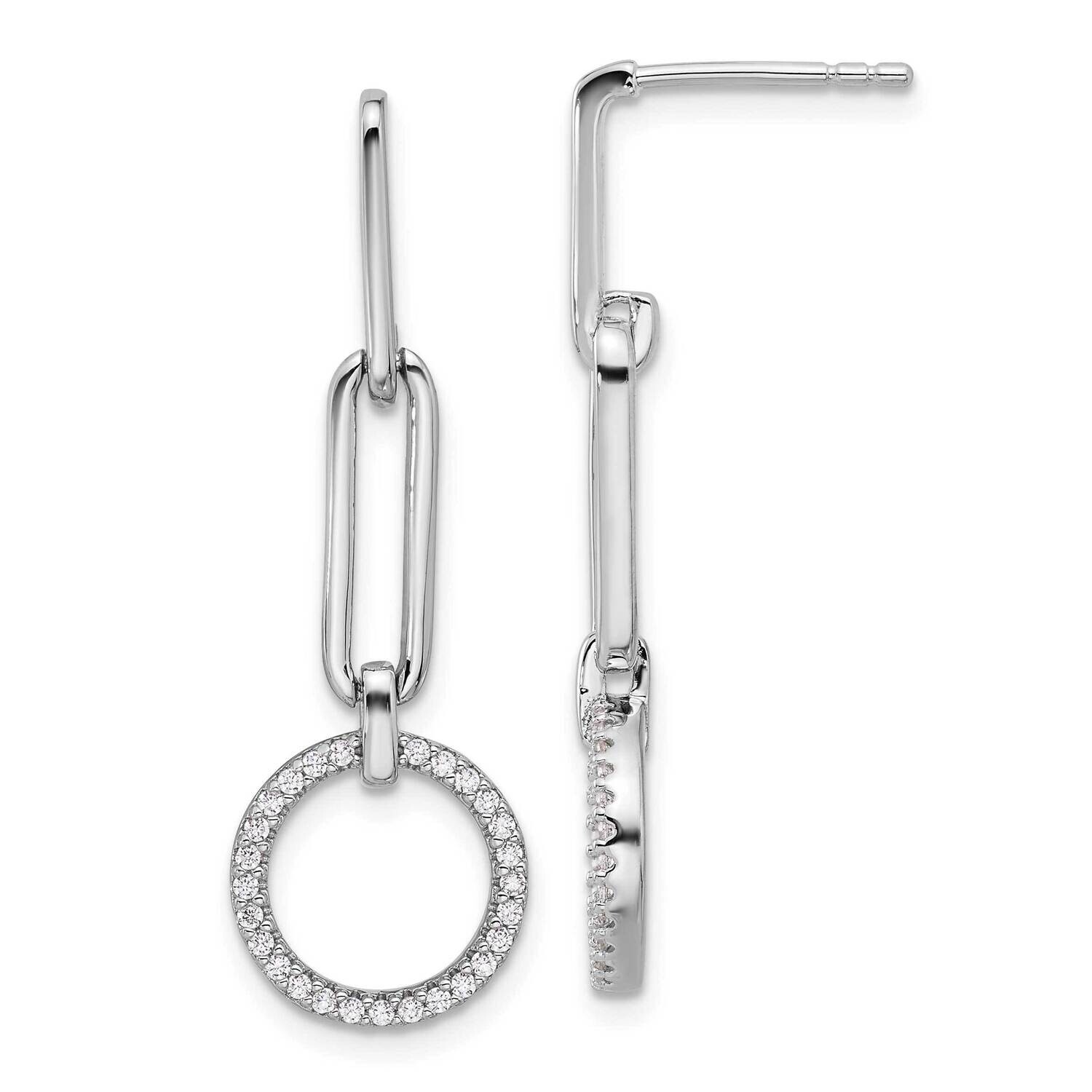 CZ Dangle Post Earrings Sterling Silver Rhodium-Plated QE16750, MPN: QE16750,