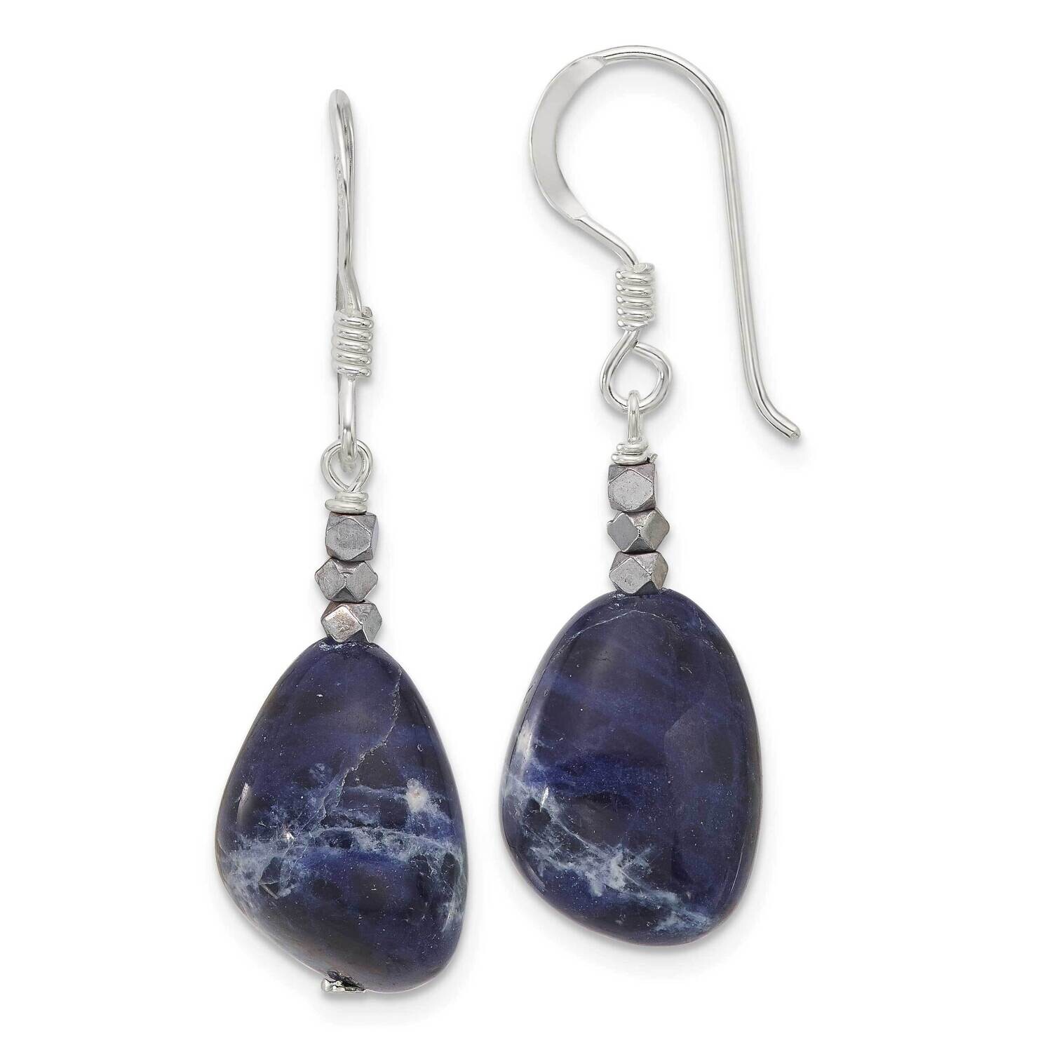 Hematite Sodalite Dangle Earrings Sterling Silver QE16683, MPN: QE16683,
