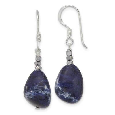 Hematite Sodalite Dangle Earrings Sterling Silver QE16683, MPN: QE16683,