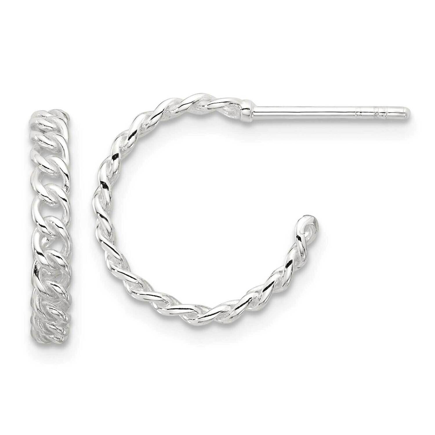 E-Coated Curb Link C-Hoop Earrings Sterling Silver QE17011