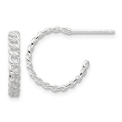 E-Coated Curb Link C-Hoop Earrings Sterling Silver QE17011, MPN: QE17011,