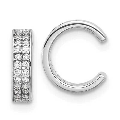 Rhod-Plated Polished Two Row CZ Pair Of 2 Cuff Earrings Sterling Silver QE17095, MPN: QE17095,