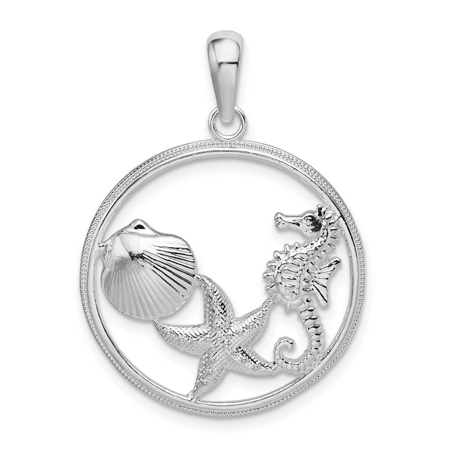 Sea Life Round Pendant Sterling Silver Polished QC9821, MPN: QC9821, 637218145911