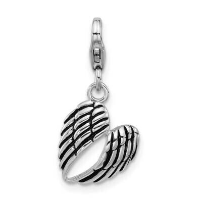 Amore La Vita Rhod-Plated Enameled 3-D Pair Of Angel Wings Charm Sterling Silver QCC1299, MPN: QCC1…