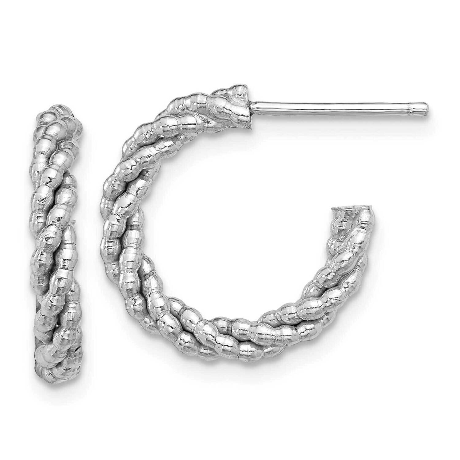 Textured Twisted C-Hoop Earrings Sterling Silver Rhodium-Plated QE16972, MPN: QE16972,