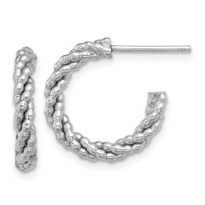 Textured Twisted C-Hoop Earrings Sterling Silver Rhodium-Plated QE16972, MPN: QE16972,