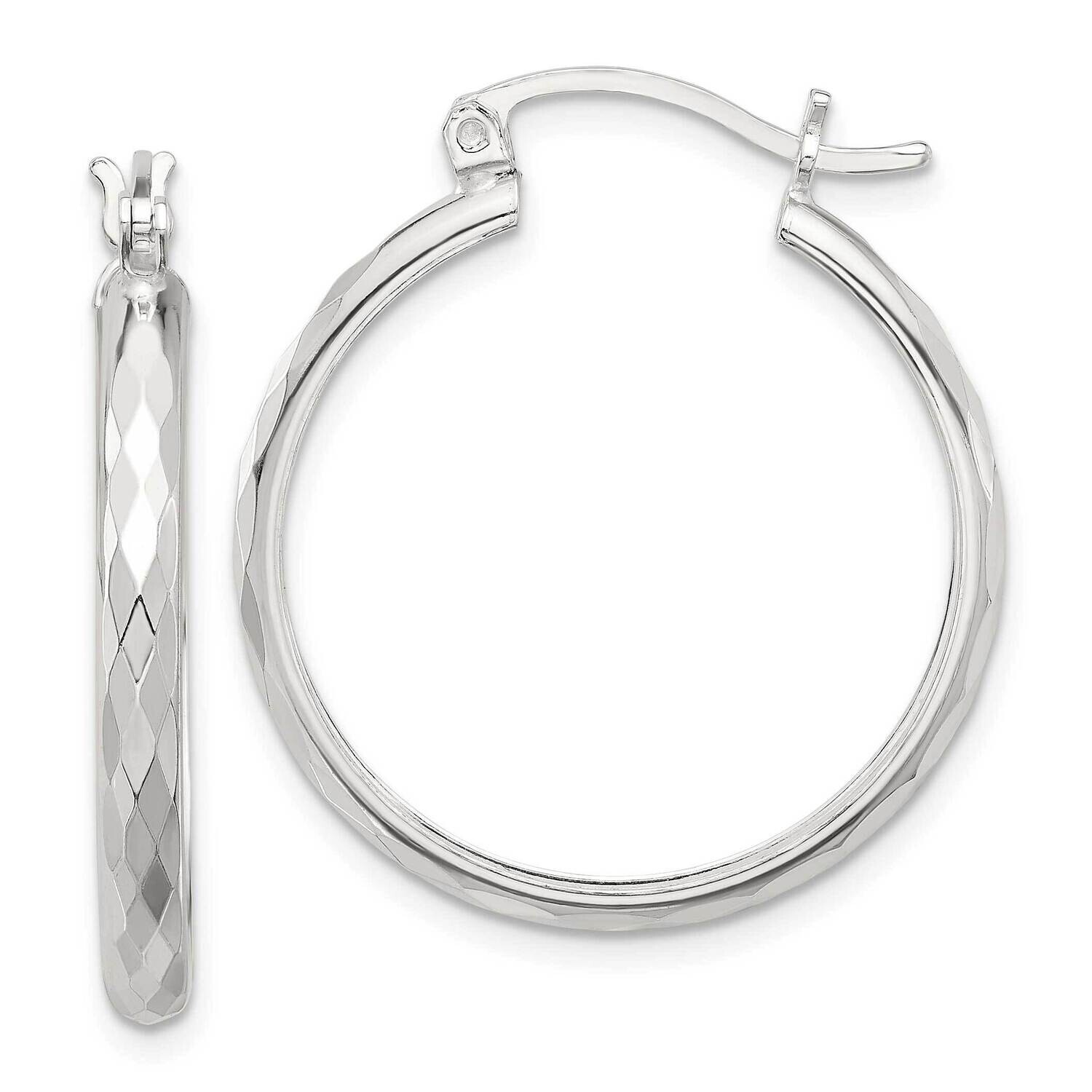 Textured Hoop Earrings Sterling Silver Polished QE16785, MPN: QE16785,