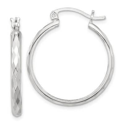 Textured Hoop Earrings Sterling Silver Polished QE16785, MPN: QE16785,