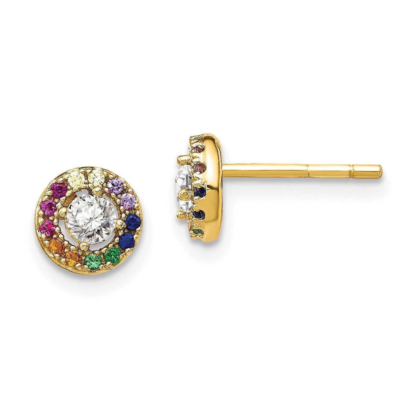 Prizma Flash Gold-Plated Colorful White CZ Circle Post Earrings Sterling Silver Gold-Tone 14k QE144…