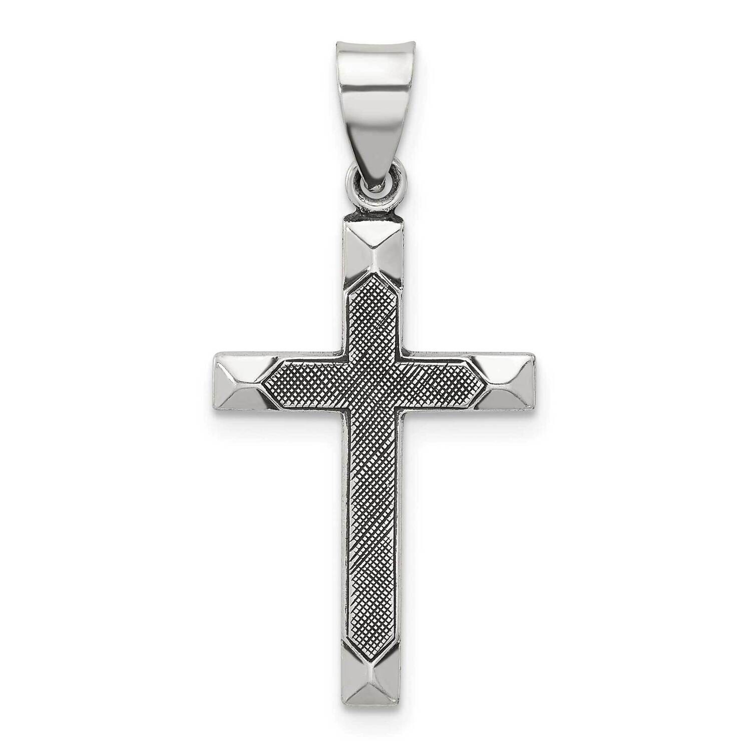 Antiqued Solid Textured Cross Pendant Sterling Silver QC11394