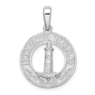 Textured Hilton Head Circle Lighthouse Pendant Sterling Silver QC9978, MPN: QC9978, 637218153190