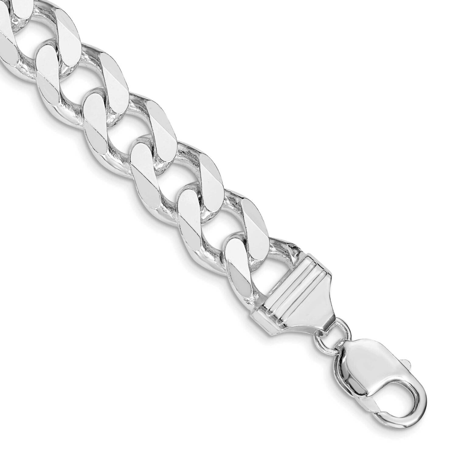 13mm Curb Chain 9 Inch Sterling Silver Rhodium-Plated QCB350R-9