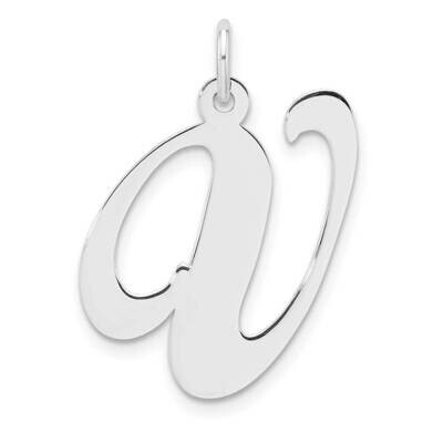 Large Fancy Script Letter V Initial Charm Sterling Silver Rhodium-Plated QC11254V, MPN: QC11254V,