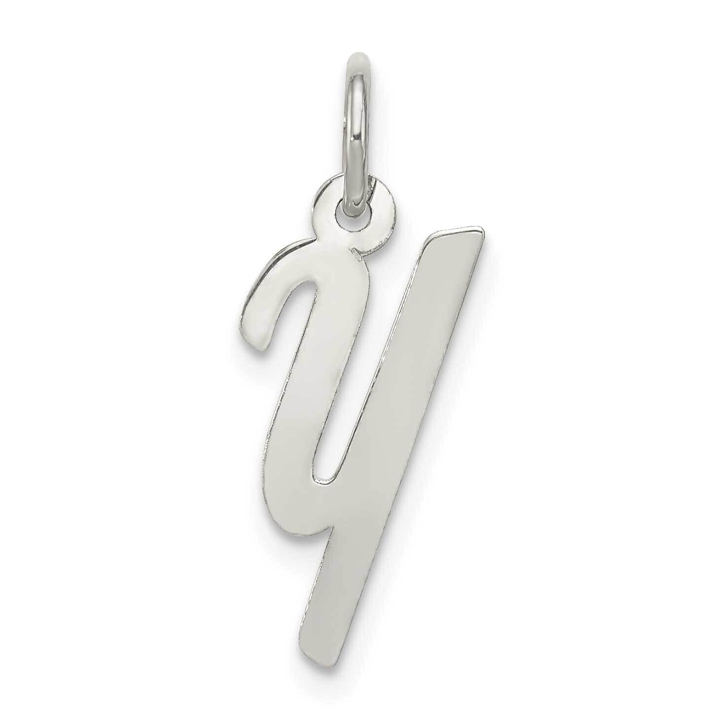 Small Script Letter Y Initial Charm Sterling Silver Rhodium-Plated QC5080Y, MPN: QC5080Y,