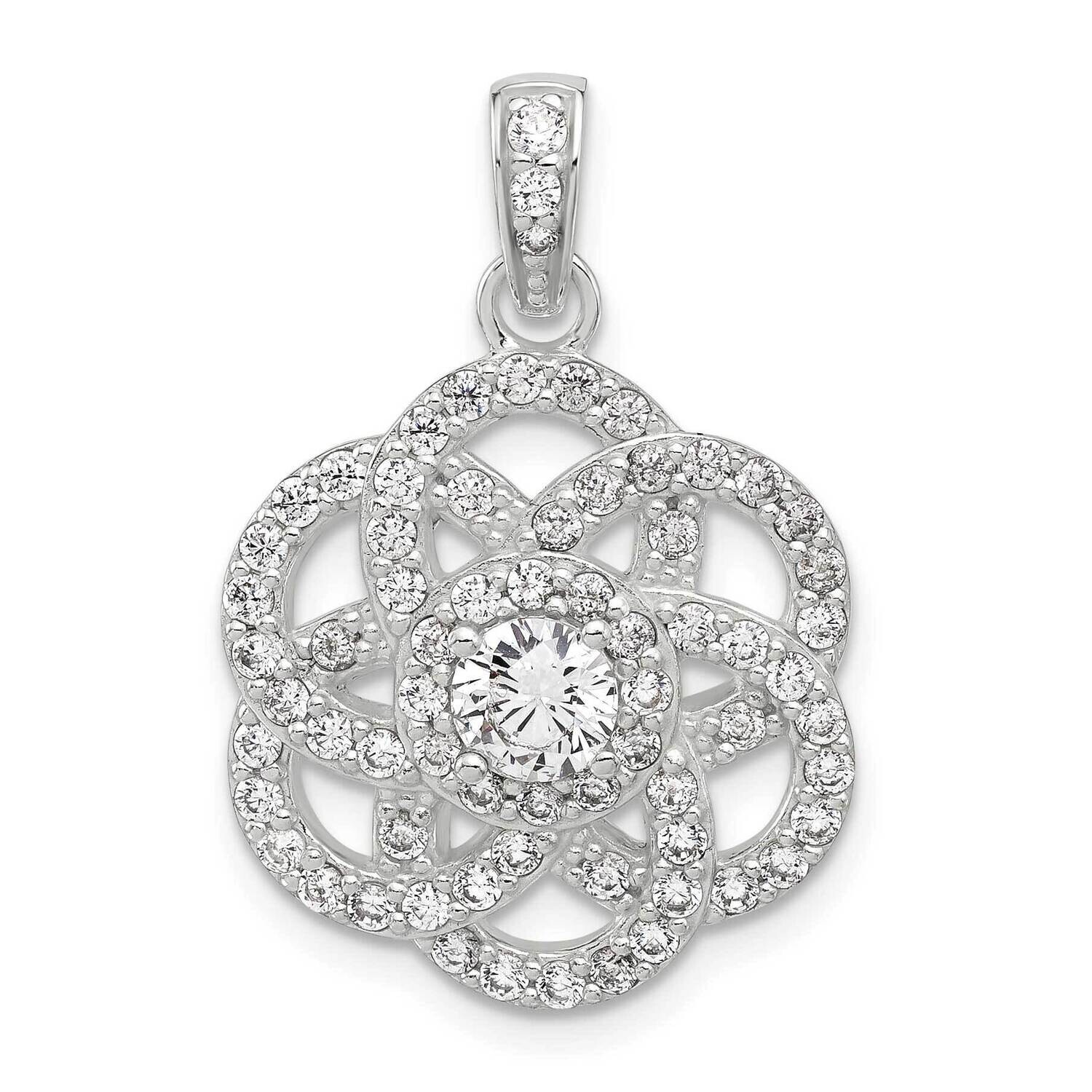 E-Coated CZ Flower Pendant Sterling Silver QC11321, MPN: QC11321,