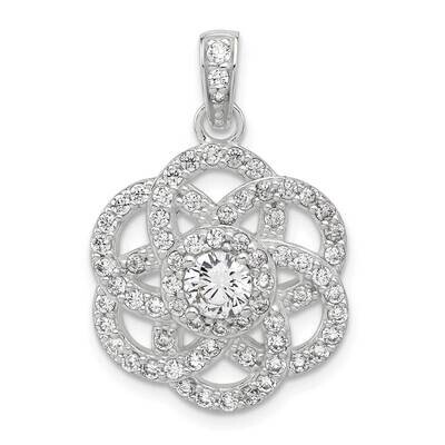 E-Coated CZ Flower Pendant Sterling Silver QC11321, MPN: QC11321,