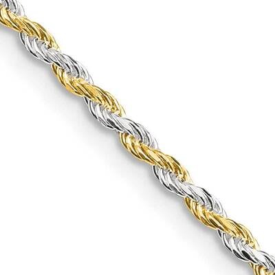 Vermeil 1.85mm Diamond-Cut Rope Chain 22 Inch Sterling Silver QDCY040-22, MPN: QDCY040-22,